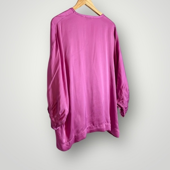 Stark X Satin Blouse V Neck 3/4 Dolman Sleeve Womens Size Small Relaxed Evening - Picture 5 of 10